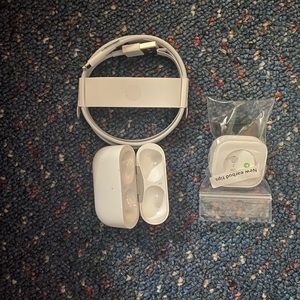 AirPods Pro charging case w/o pods,charger cord,and extra rubber covers for pods